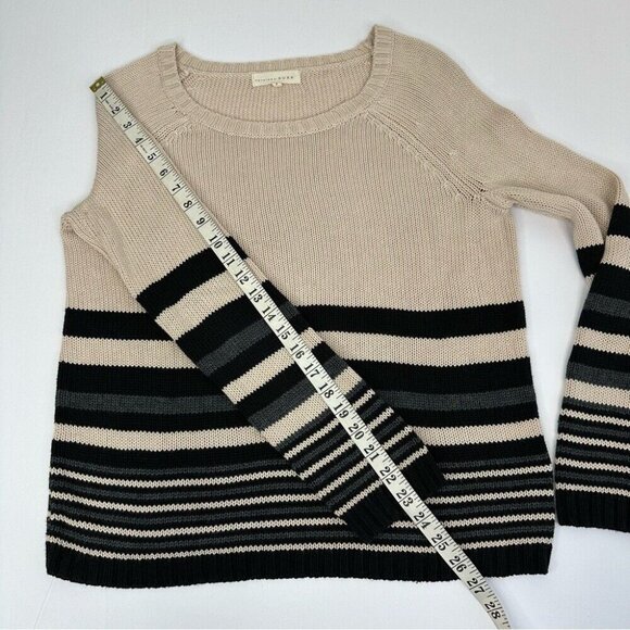 Covered by Suss Women's Cream Striped Scoop Neck Old Money Knit Sweater S/C39 - Picture 11 of 11